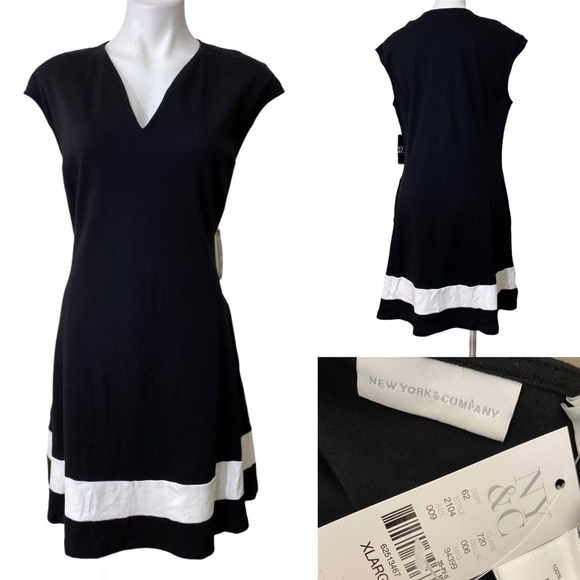 New York & Company Dresses & Skirts - NY & Company XL black white color block dress